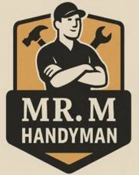 Mr. M Handyman logo with handyman, hammer, and wrench